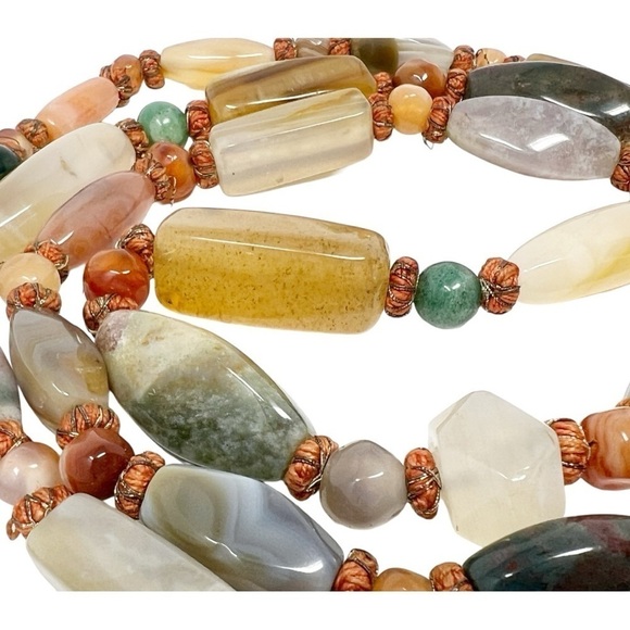 Vintage Beautiful Polished Natural Multi Gemstone Necklace 52" - Picture 15 of 16